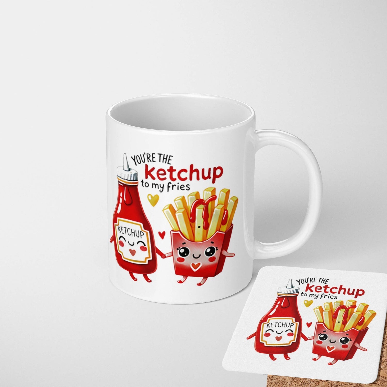 Personalised Name Valentines Love Gift Coffee Tea Mug + Coaster Option Him Her