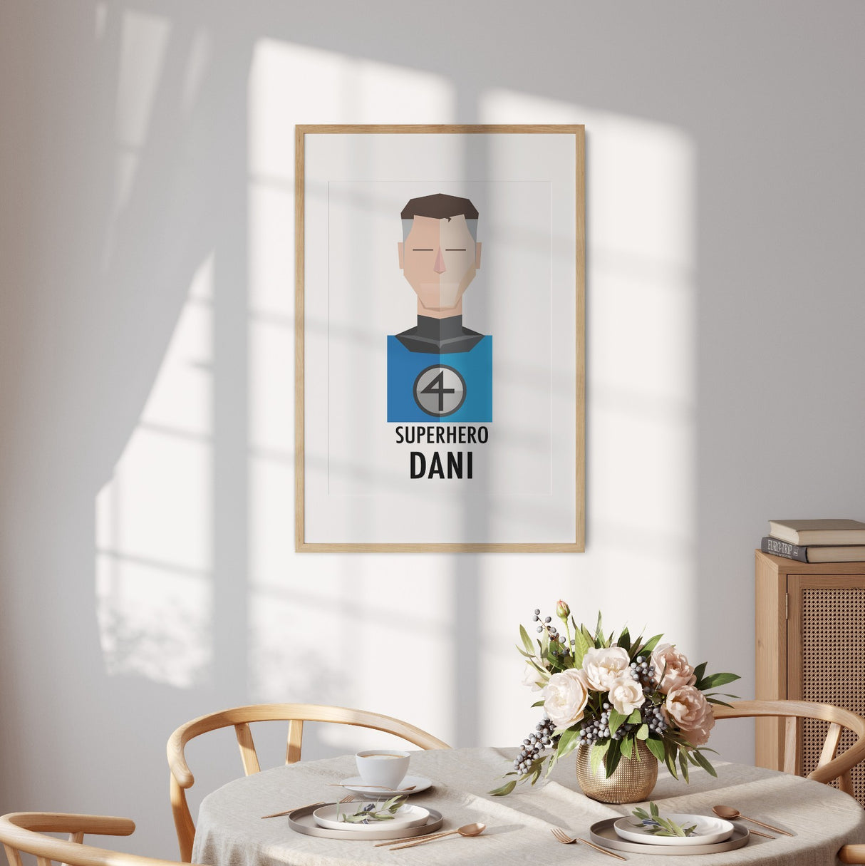 Custom Colour Personalised Superhero Name Wall Art Poster Print Decor