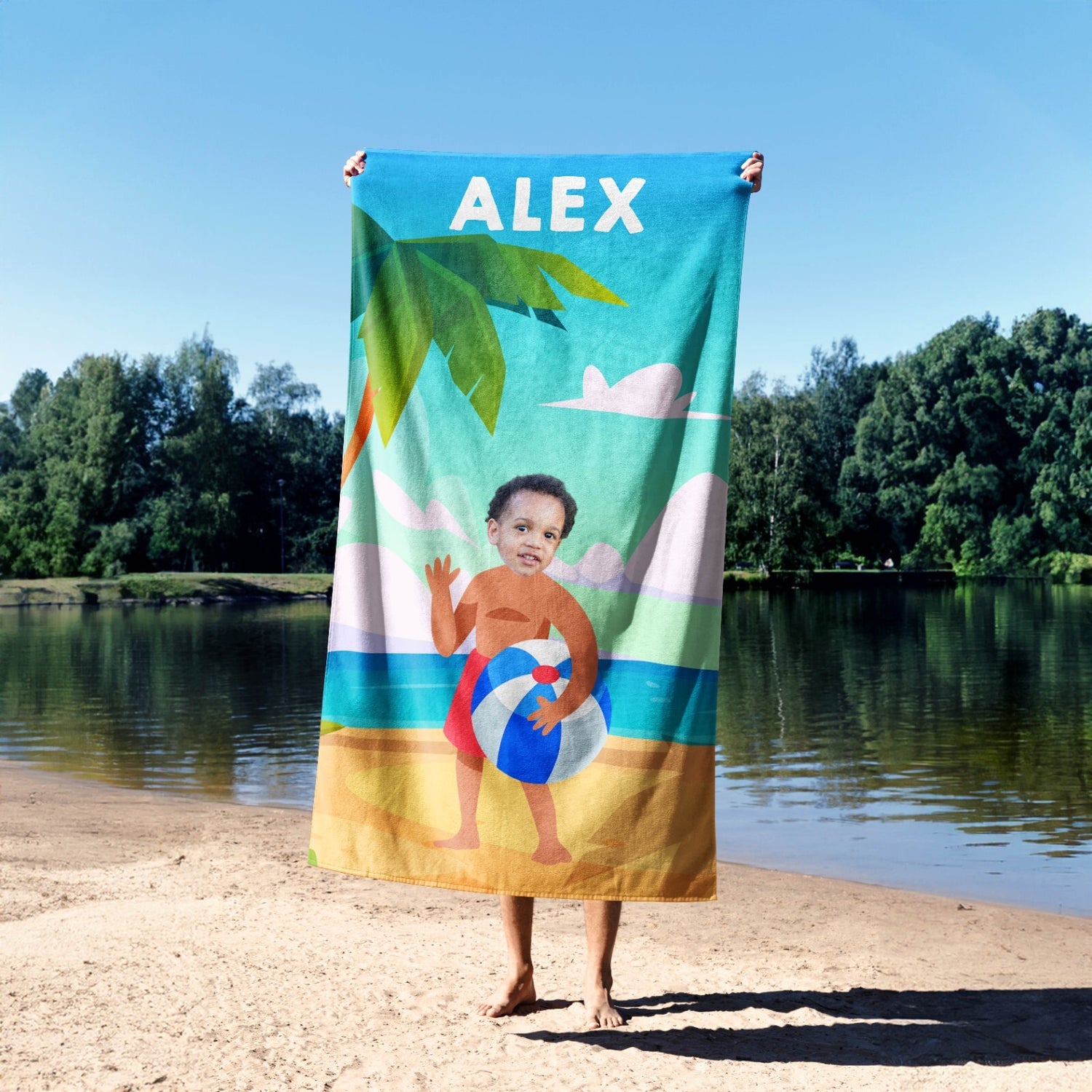 Funny Personalised Photo Name Upload Swimwear Body Beach Bath Sheet Hand Towel
