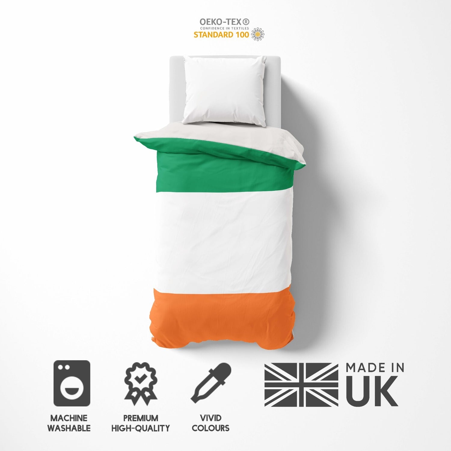 Ireland Flag Irish Tricolour Single Size Bed Duvet Cover Quilt + Pillowcase