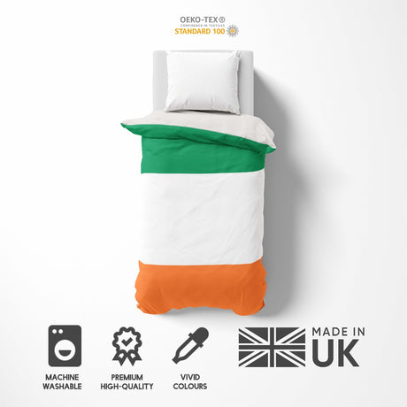 Ireland Flag Irish Tricolour Single Size Bed Duvet Cover Quilt + Pillowcase