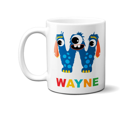 Personalised Children Monster Name Initial Letter Coffee Mug Gift 11oz Ceramic