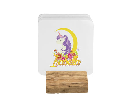 Personalised Name Unicorn Crescent Coffee Tea Mug Gift 11oz Mug + Coaster