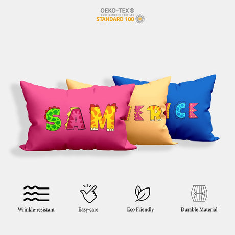 Personalised Name Dinosaur Alphabet Customised Printed Soft Pillowcase Pillow