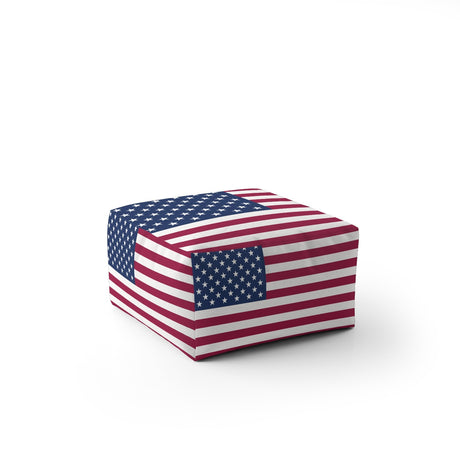 USA Flag America Ottoman Filled Pouffe Footrest Washable Cover Custom Made Gift