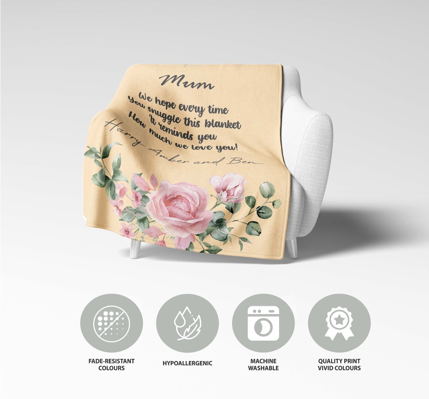 Mum We Hope Every Time Mother's Day Warm Fleece Memory Blanket Throw Decoration