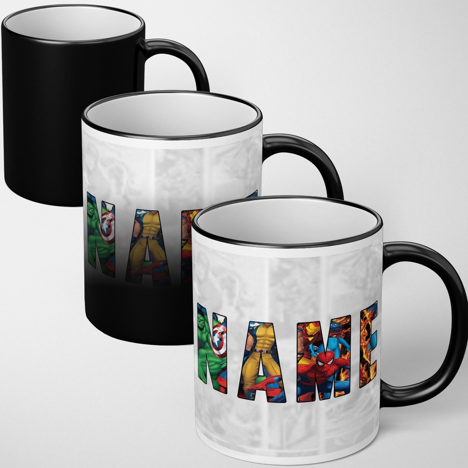 Personalised Custom Name Marvel Heat Sensitive Magic Colour Changing Novelty Mug
