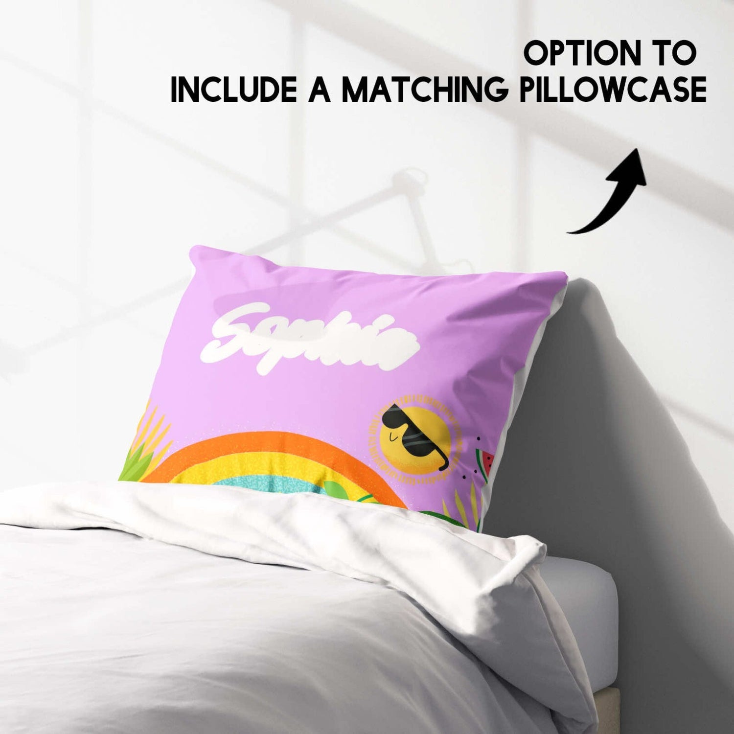 Personalised Custom Name + Colour Summer Single Bed Duvet Cover + Pillowcase