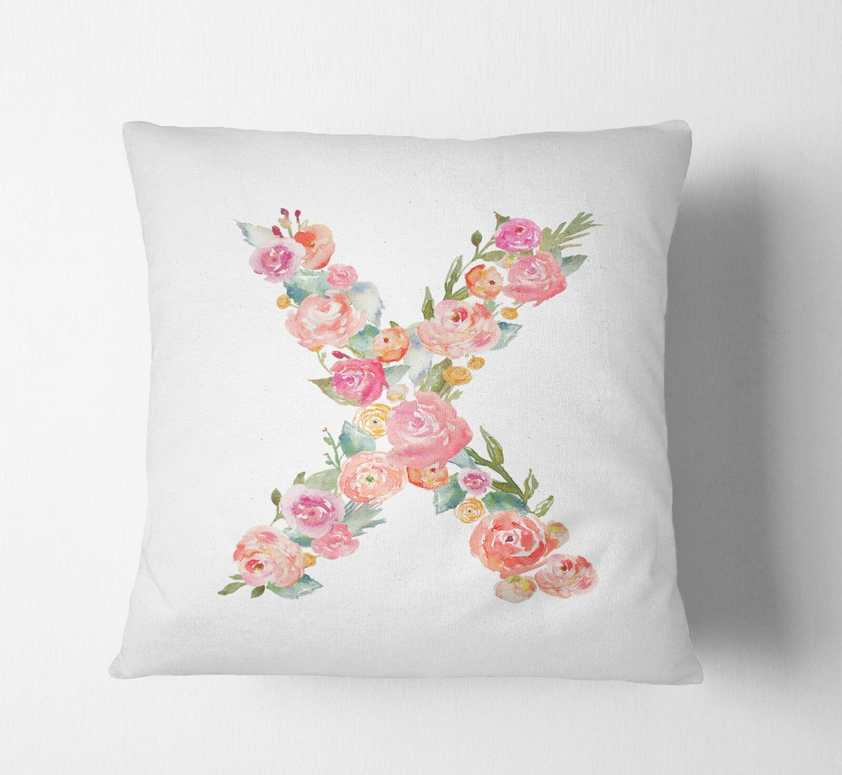 Personalised Alphabet Floral Name Initial Letter Cushion Pillow Case Insert Fill