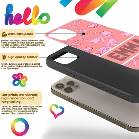 Pink Bows Name Cute Girl Personalised Custom - Printed iPhone Black Case Cover