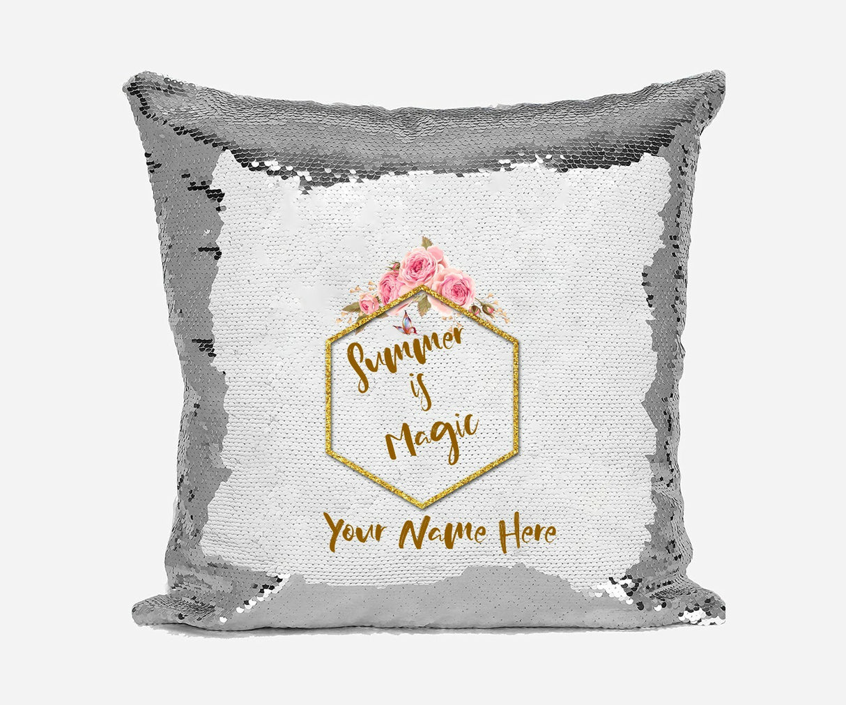 Personalised Name Shiny Sequin Magic Summer is Magic Cushion Cover + Pillow