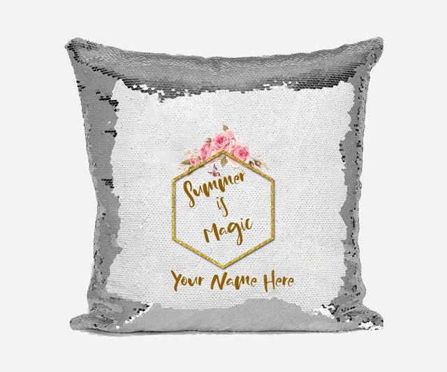 Personalised Name Shiny Sequin Magic Summer is Magic Cushion Cover + Pillow