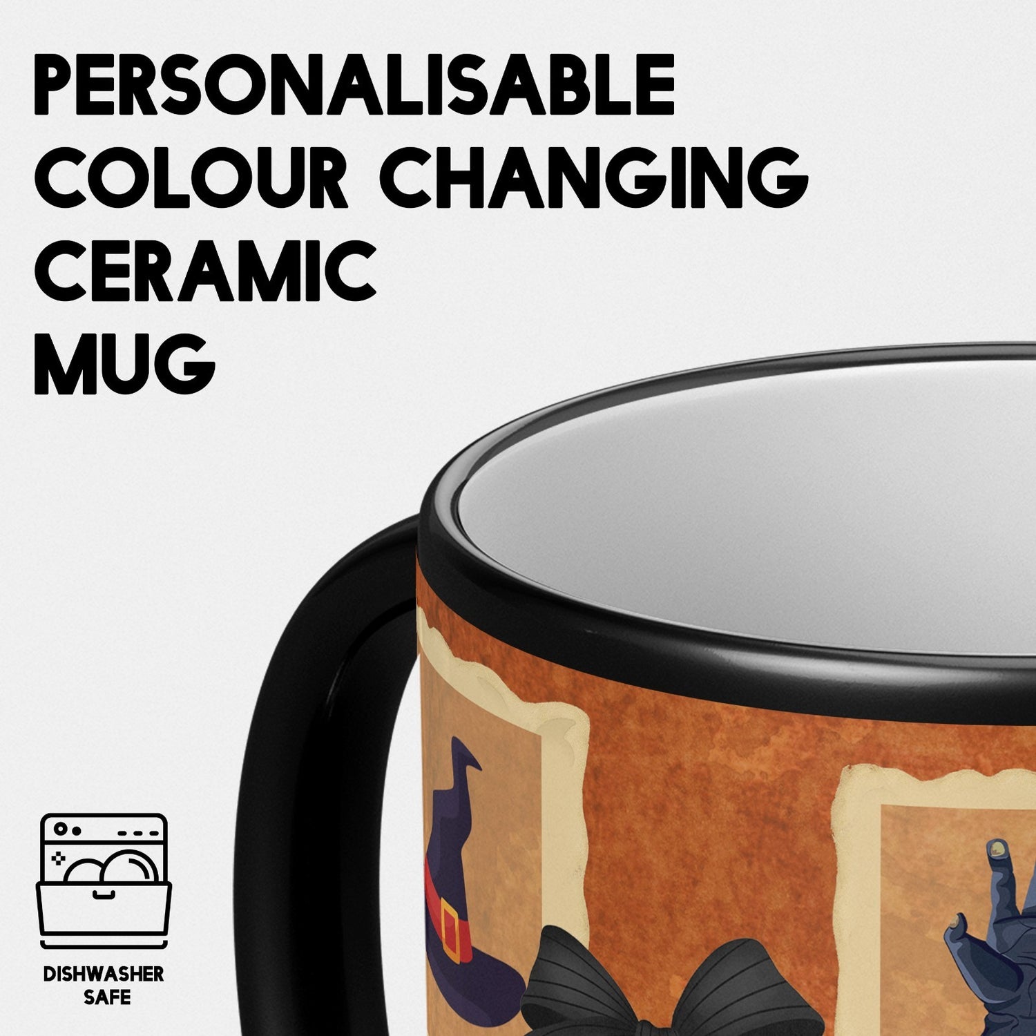 Halloween Spooky Personalised Custom Name Heat Sensitive Colour Changing Mug