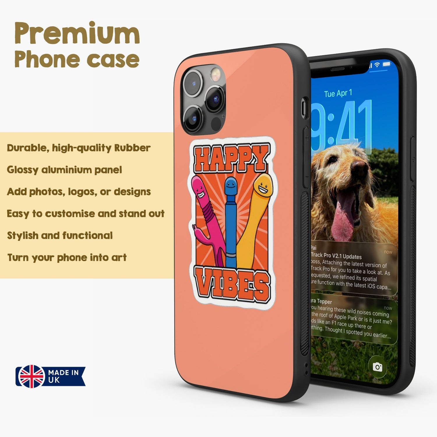 Happy Vibes Rude Funny - Personalised Custom Cover - Printed iPhone Black Case