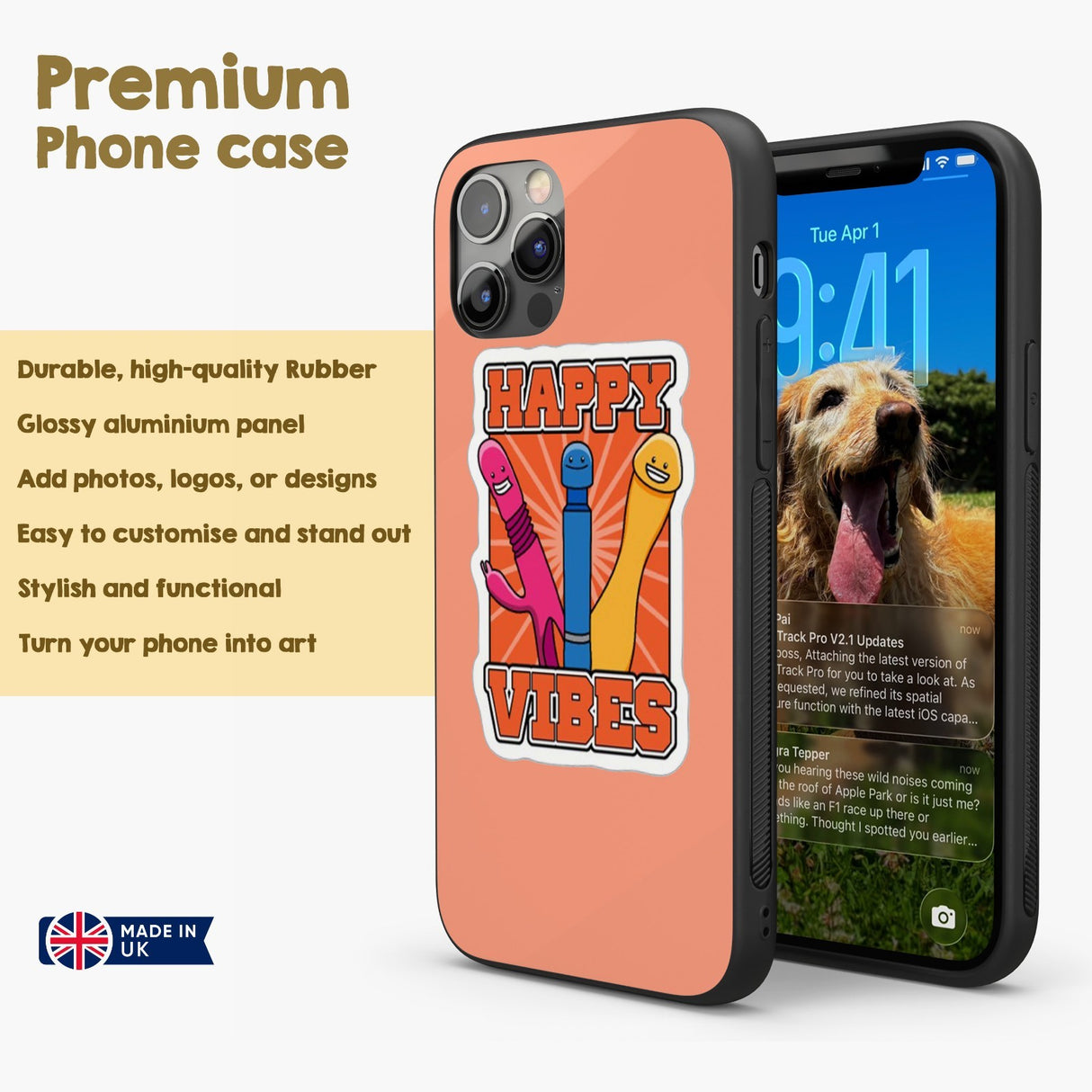 Happy Vibes Rude Funny - Personalised Custom Cover - Printed iPhone Black Case