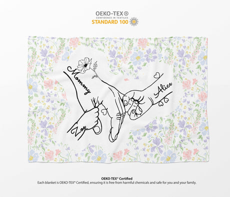 Mother's Day Custom Name Floral Soft Warm Fleece Memory Blanket Throw Decoration