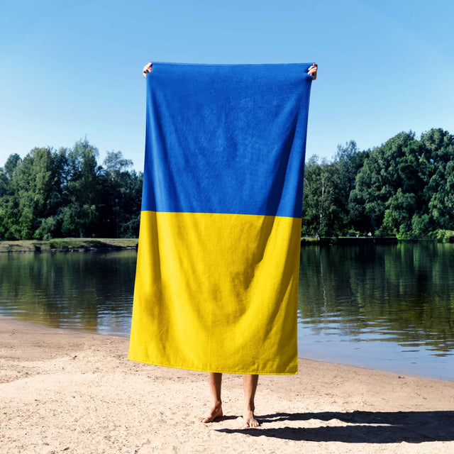 Ukraine Flag Patriotic Towel Highly Absorbent Beach Bath Sheet Soft Custom Gift