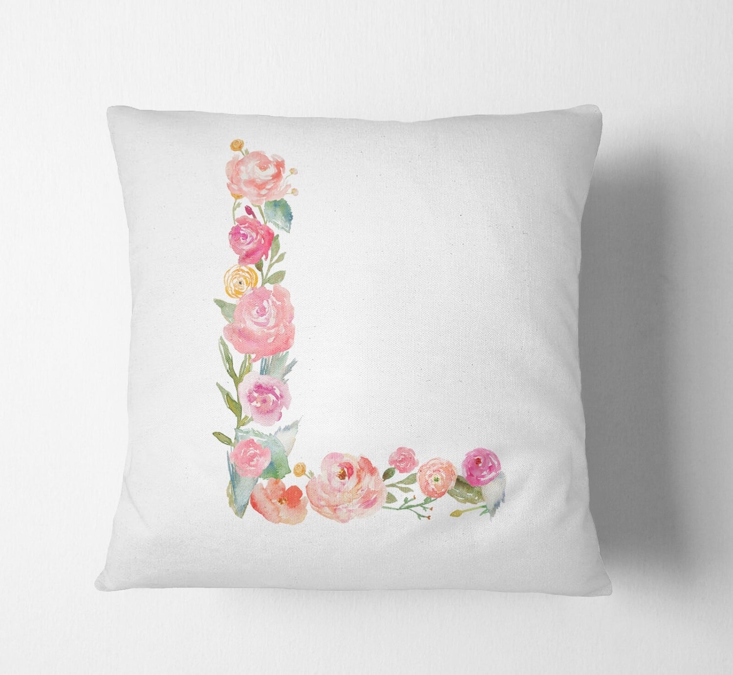 Personalised Alphabet Floral Name Initial Letter Cushion Pillow Case Insert Fill