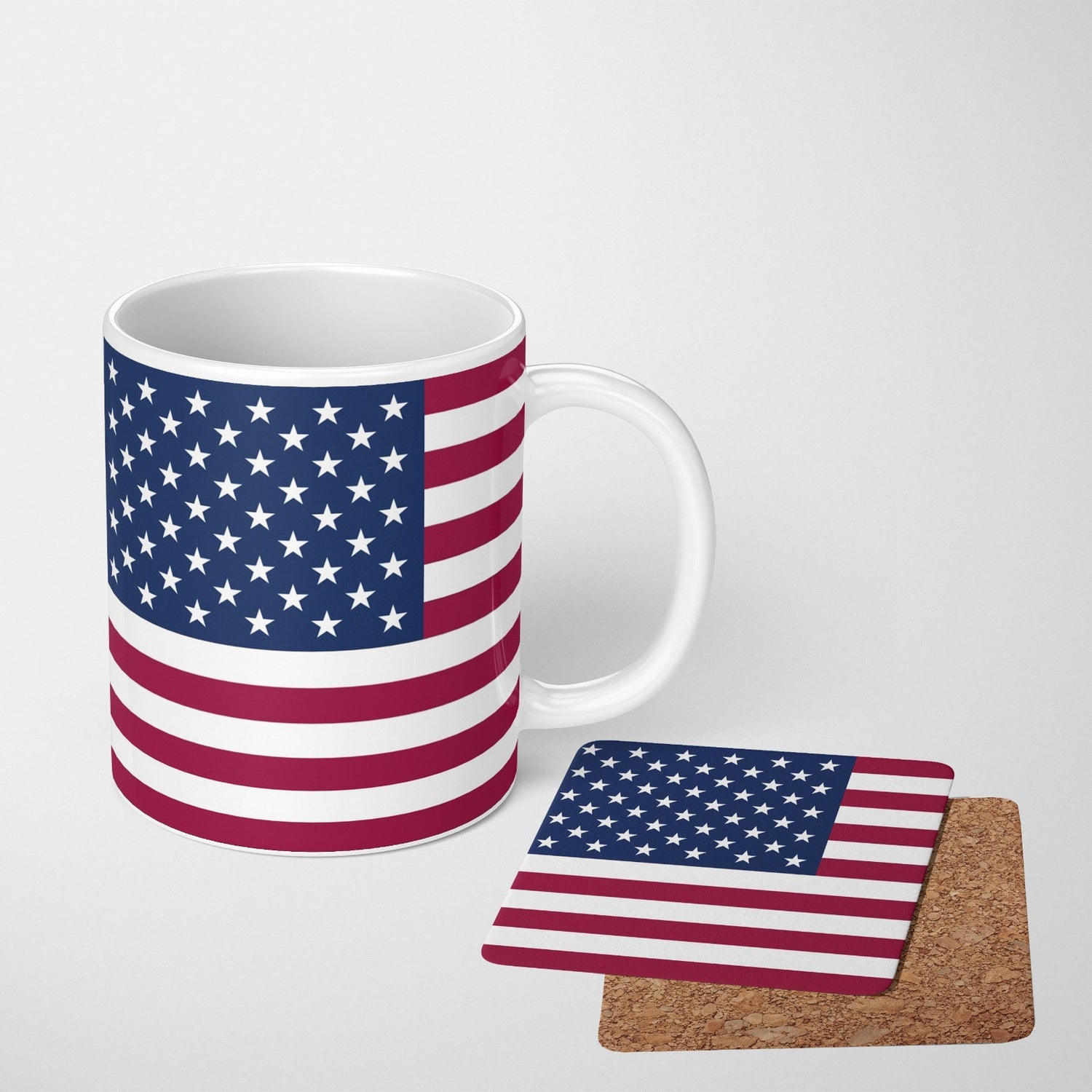 USA Flag America Design Coffee Tea Mug Cup Set Coaster Gift Him Her Custom Made