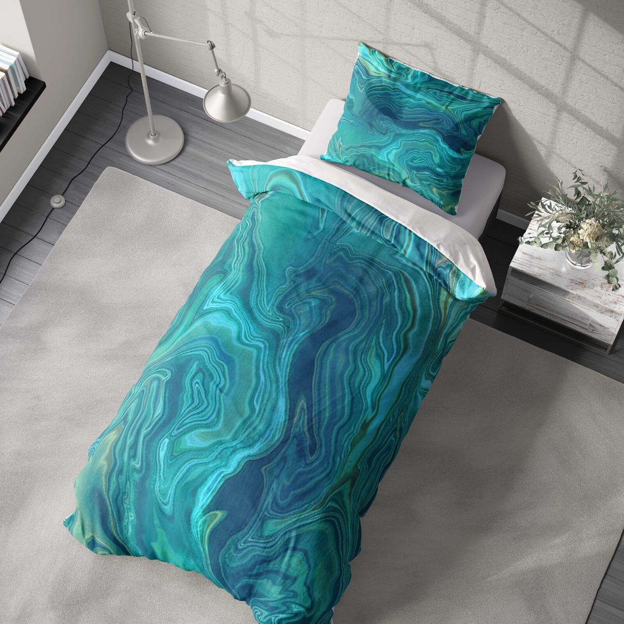 Liquid Marble Custom Design Coloured Soft Single Size Novelty Bed Duvet Cover