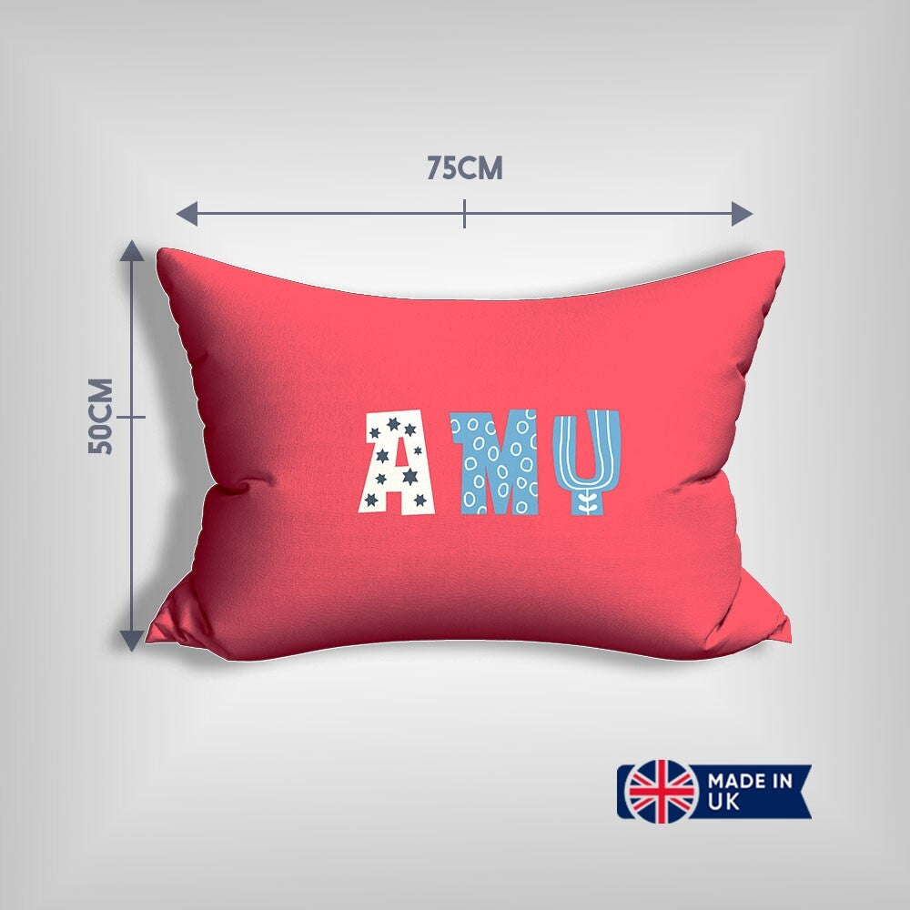 Personalised Kids Alphabet Onyx Customised Printed Soft Pillowcase Pillow