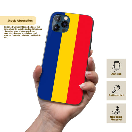 Romania Flag Patriotic iPhone Case Printed Black TPU Cover Protector Custom Gift