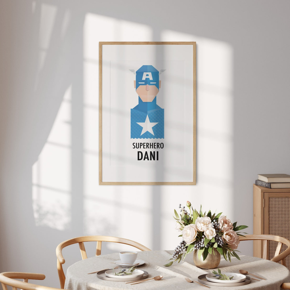 Custom Colour Personalised Superhero Name Wall Art Poster Print Decor