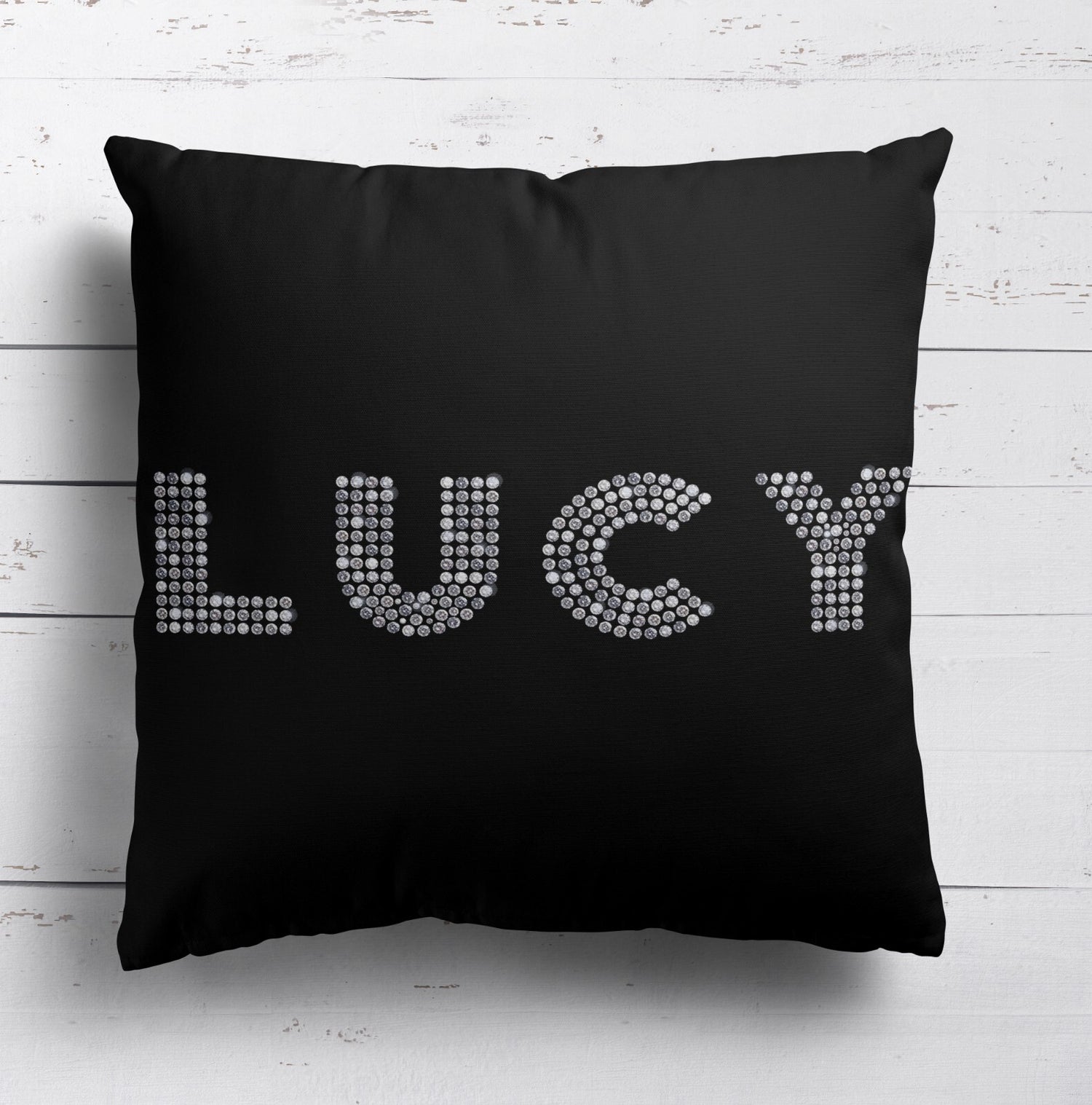 Personalised Name Diamond Gems Letters Soft Square Filled Cushion Throw Decor