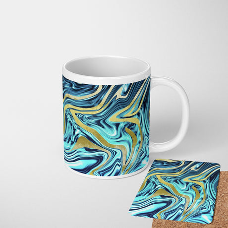 Liquid Marble Custom Design Coffee Tea Mug + Coaster Option Gift For Him Her