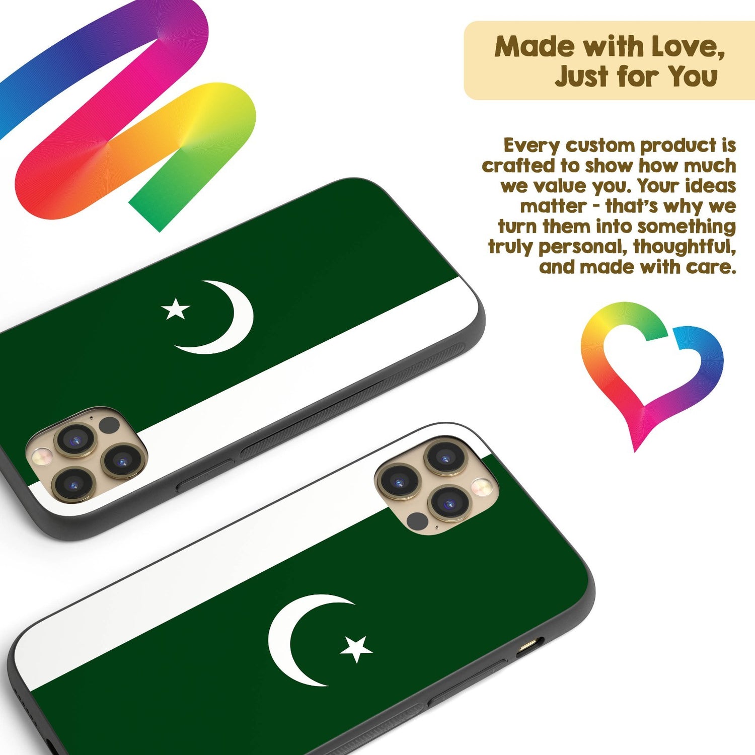 Pakistan Flag Design Gift Protector Custom Printed iPhone Case - Black TPU Cover