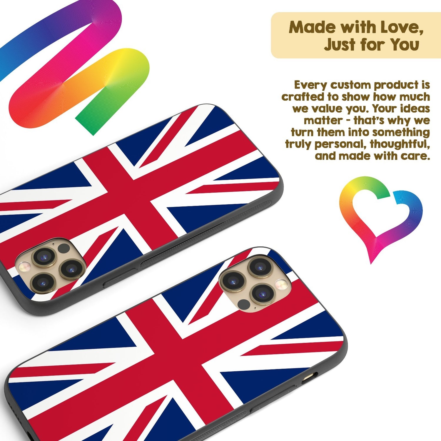 Great Britain Flag Custom Printed iPhone Case Black TPU Cover Gift Personalised