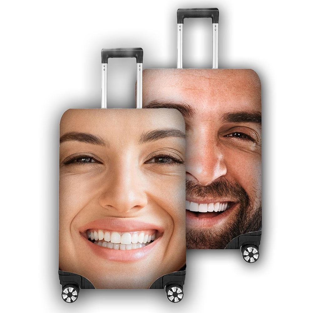 Face Zoom In Photo Custom Luggage Cover Personalised Suitcase Wrap Unique Gift