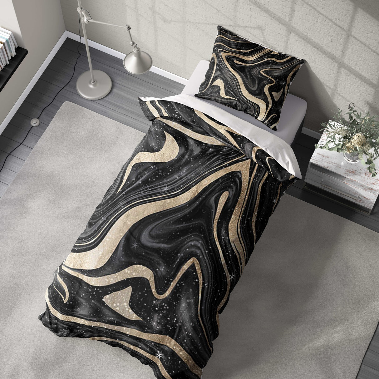 Liquid Marble Custom Design Coloured Soft Single Size Novelty Bed Duvet Cover