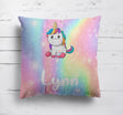 Personalised Custom Name Rainbow Unicorn Kids Novelty Square Fill Cushion Throw