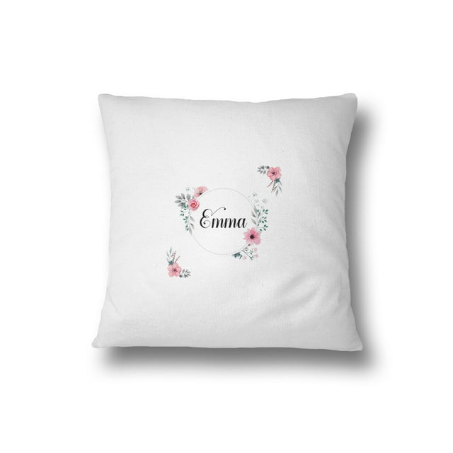 Floral Circle Wreath Border Pink Filled Cushion Bedroom Decoration