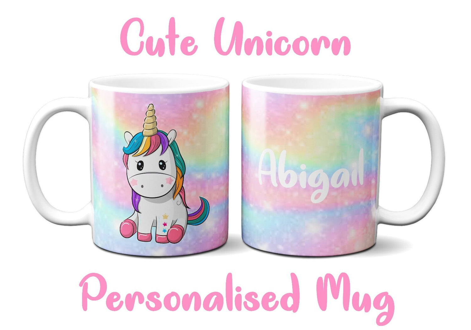 Personalised Cute Unicorn Magical Multi Colour Kids Coffee Mug Gift 11oz Ceramic