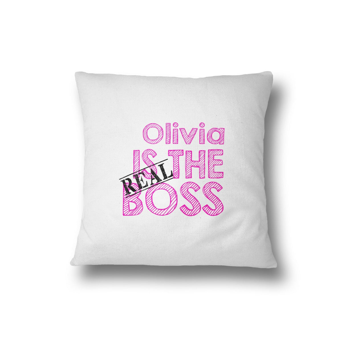 Set of 2 His & Hers The Real Boss Novelty Funny Personalised Filled Soft Cushion