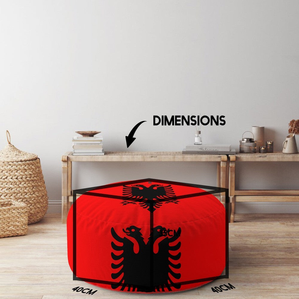 Albania Flag Patriotic Ottoman Filled Pouffe Footrest Washable Cover Custom Gift