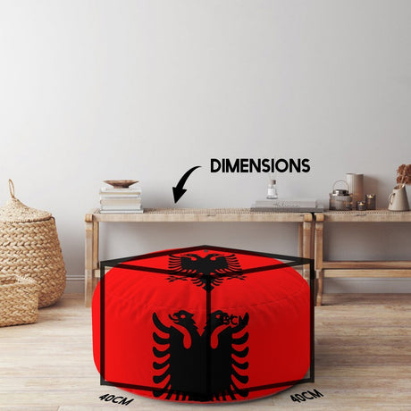 Albania Flag Patriotic Ottoman Filled Pouffe Footrest Washable Cover Custom Gift