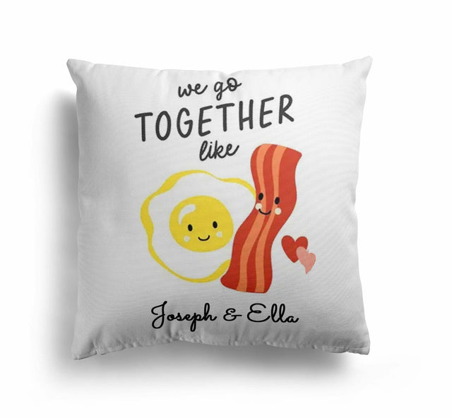 We Go Together Eggs + Bacon Valentines Love Cheeky Square Filled Cushion Decor