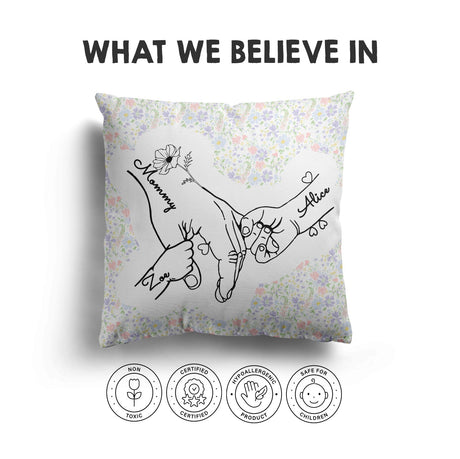 Mother's Day Gift Custom Floral Name Novelty Memory Square Filled Cushion Decor