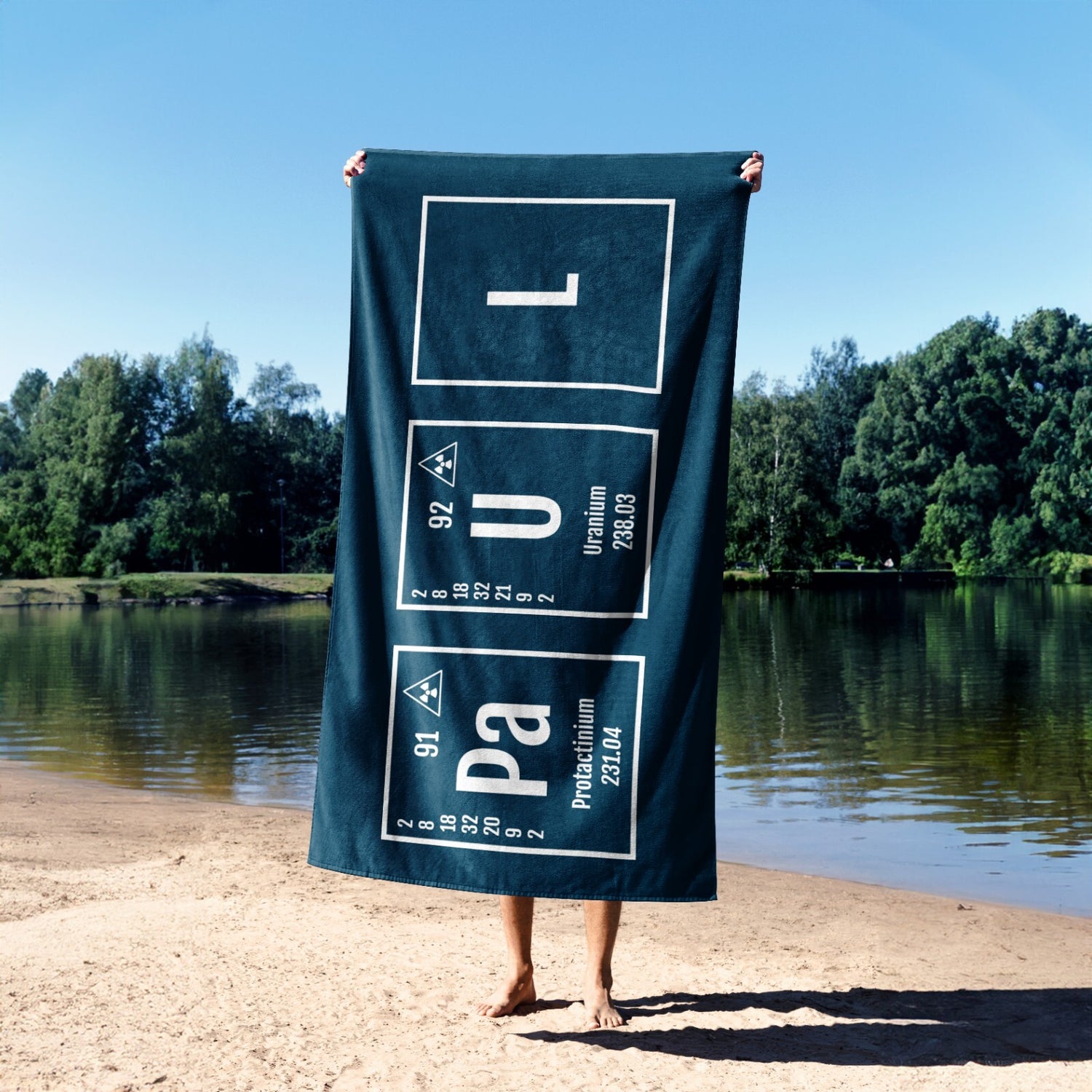 Personalised Science Chemical Periodic Colour Absorbent Beach Bath Sheet Towel