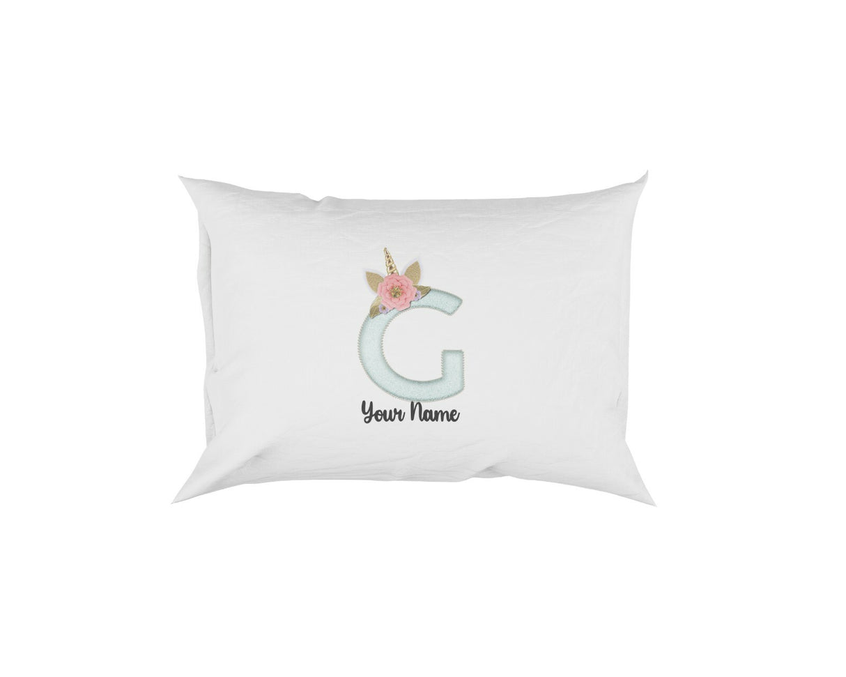 Personalised Unicorn Sparkly Kids Girls Monogram Alphabet Initial Letter Pillow