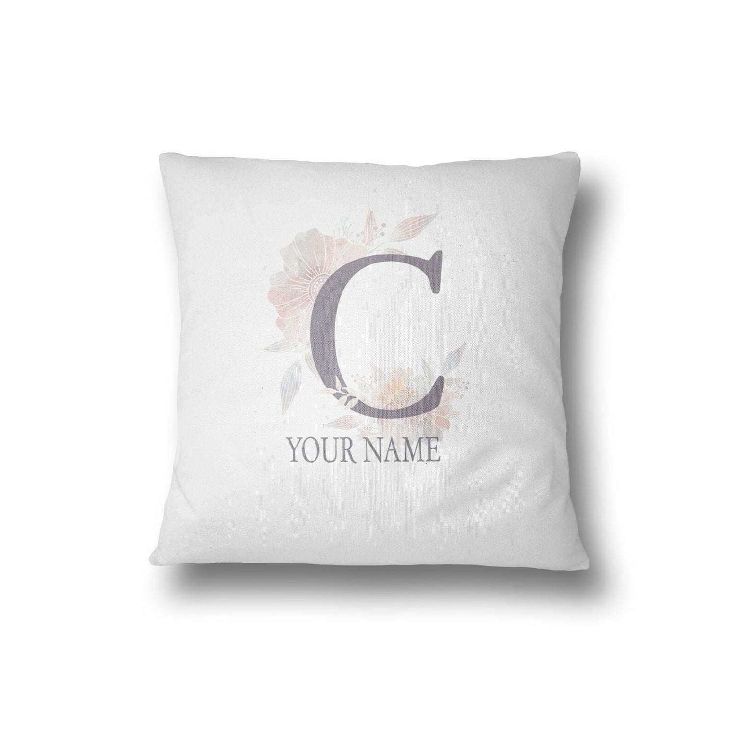 Personalised Misty Dusty Pastel Alphabet Floral Name Initial Letter Cushion