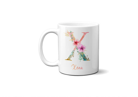 Tropical Alphabet Exotic Floral Name Initial Letter Coffee Mug Gift 11oz Ceramic