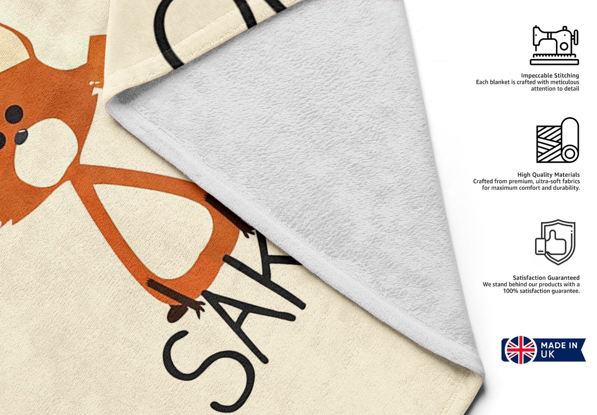 Oh For Fox Sake Saying Phrase Novelty Soft Warm Kids Fleece Blanket Decoration