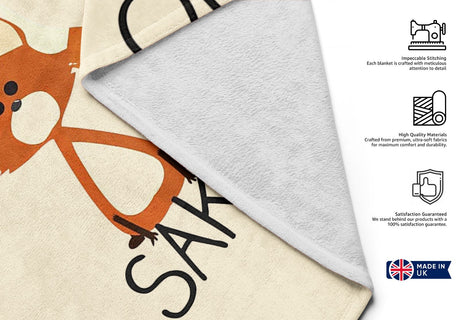 Oh For Fox Sake Saying Phrase Novelty Soft Warm Kids Fleece Blanket Decoration