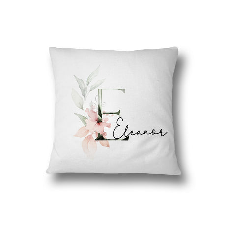 Personalised Gentle Botanical Blush Pink Initial Letter Cushion Cover Pillow