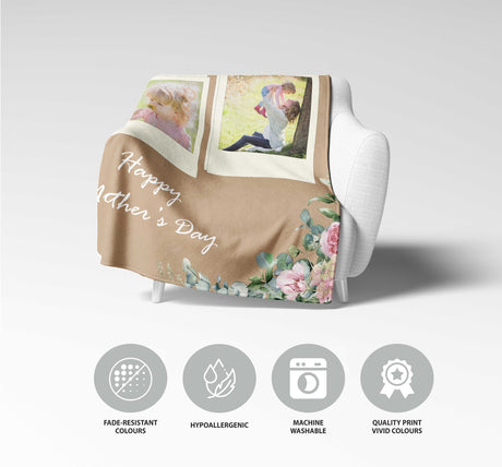 Upload Your Own Photos Mother's Day Warm Fleece Memory Blanket Throw Decoration