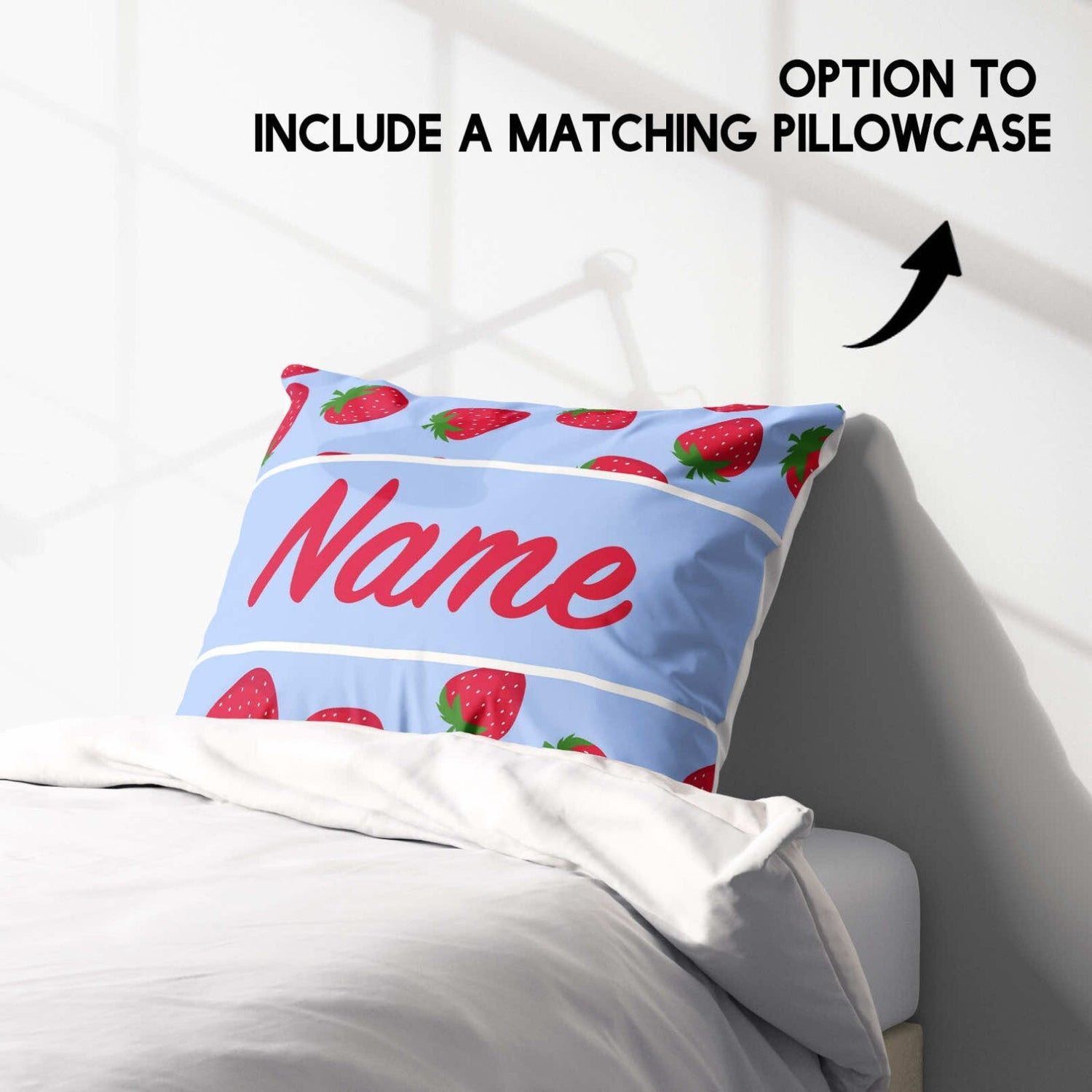Personalised Custom Name Colour Strawberries Single Bed Duvet Cover + Pillowcase